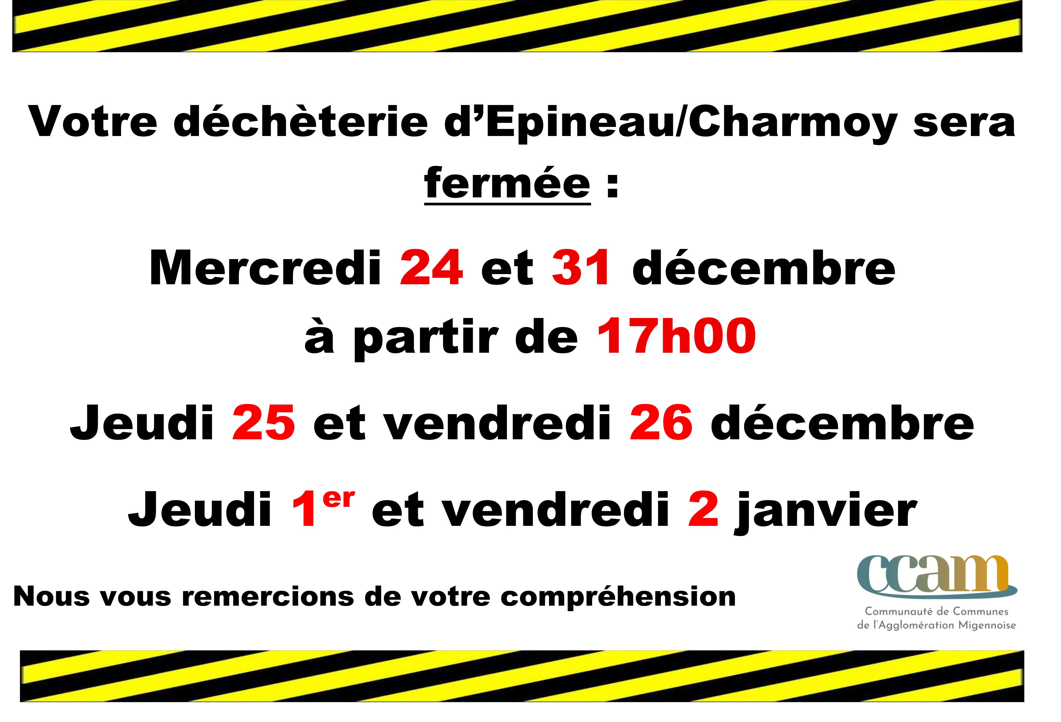 Jours de fermeture de la déchèterie