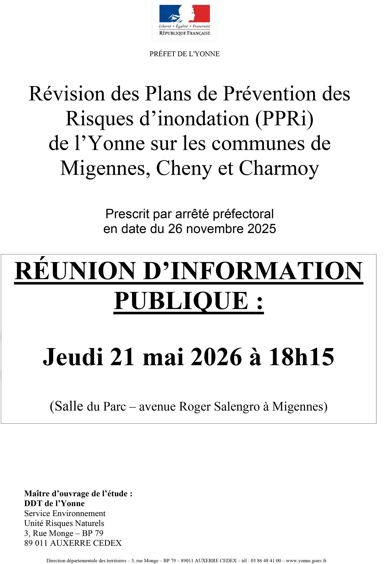 Réunion Publique - Révision du Plan de Prévention des Risques d'inondation (PPRi)