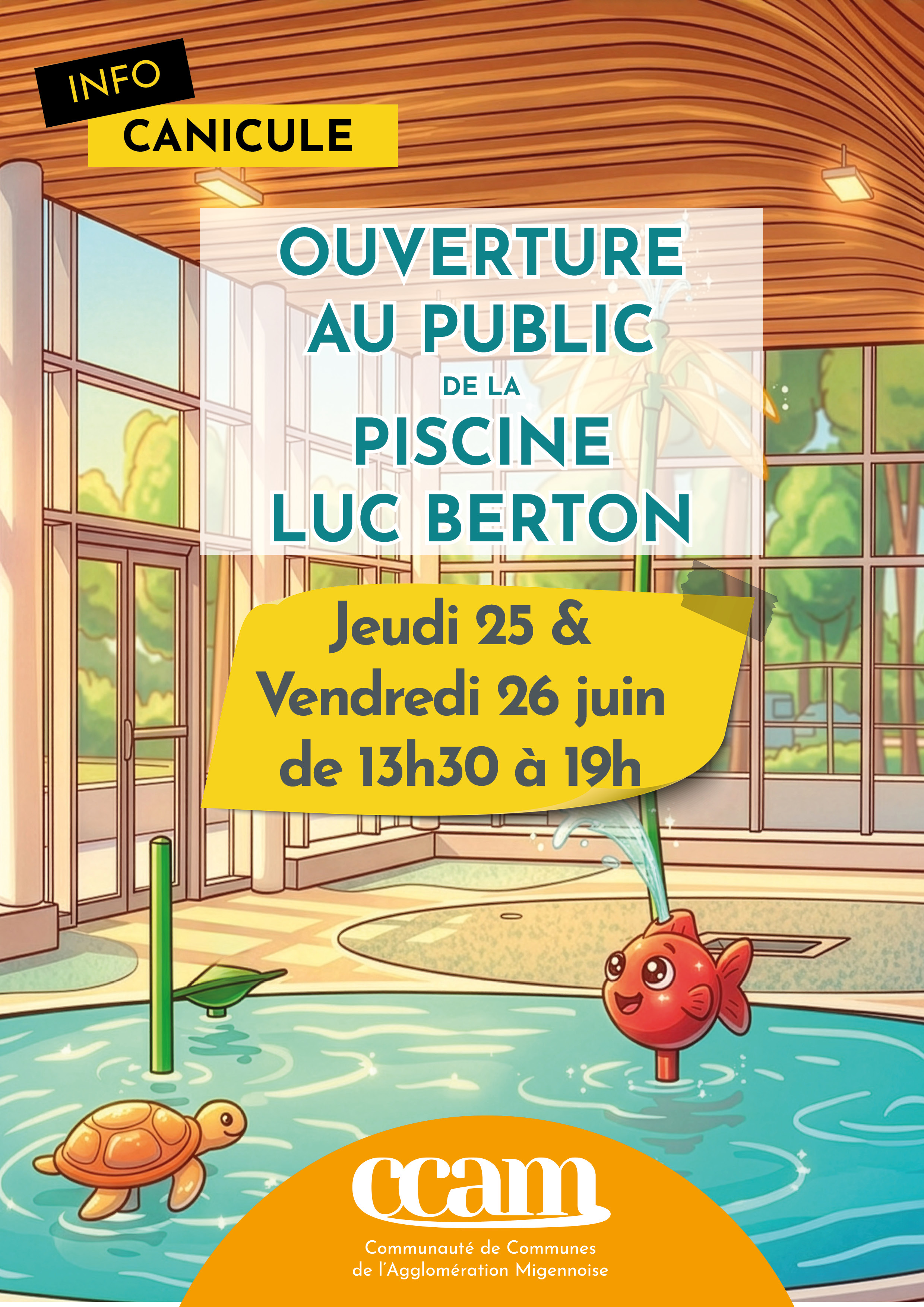 🌞Adaptation des horaires de la piscine en raison des fortes chaleurs 🏊