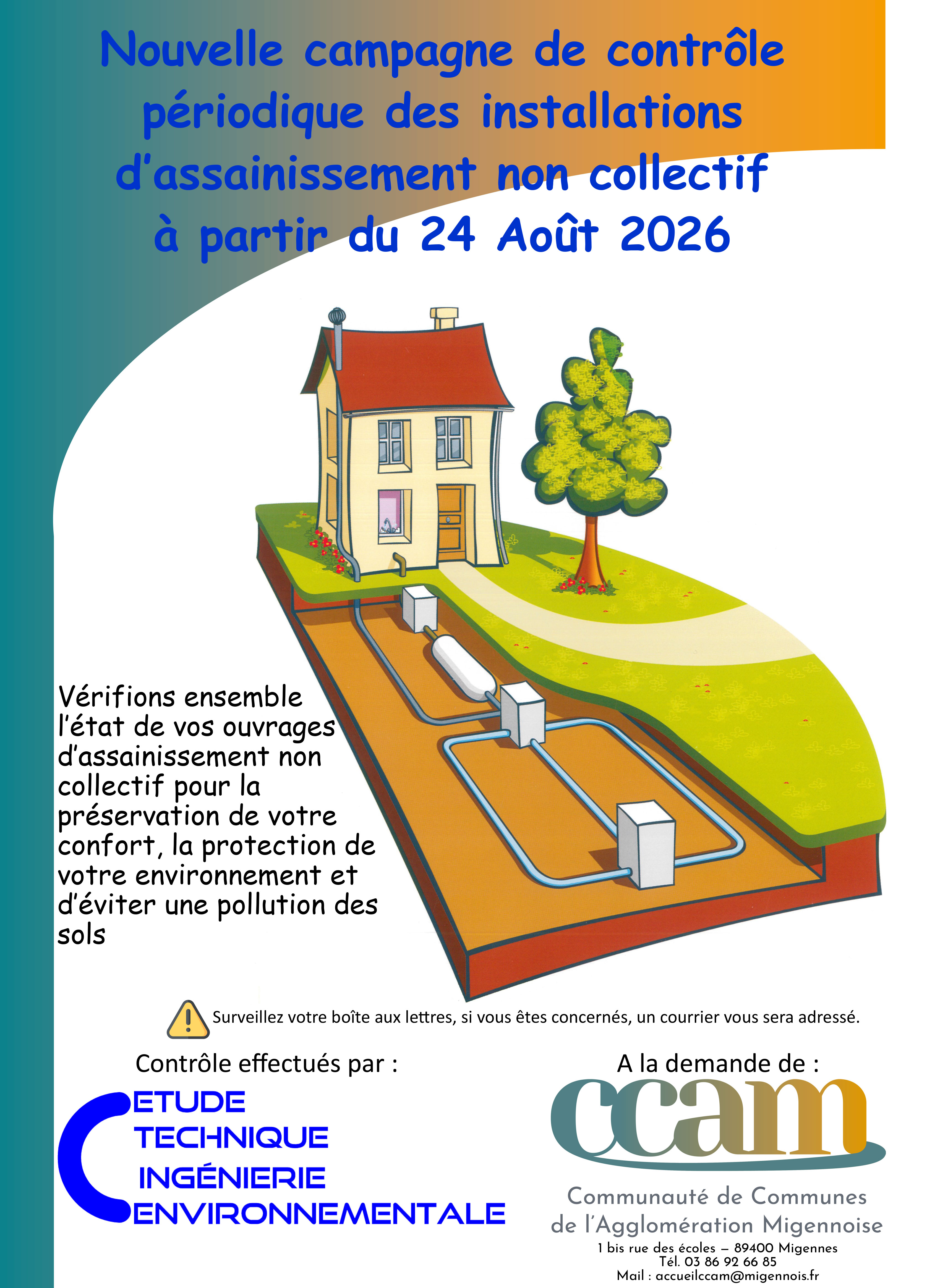 Nouvelle campagne de contrôle des installations d'assainissement non collectif à partir du 24 août 2026