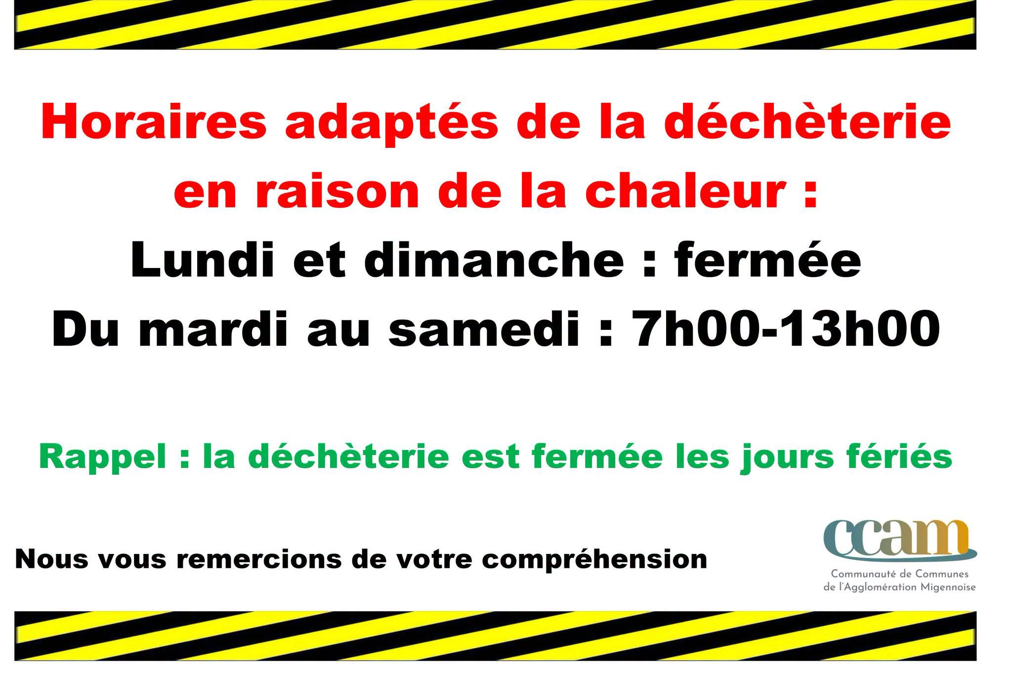 Déchèterie - Horaires modifiés pour cause de canicule