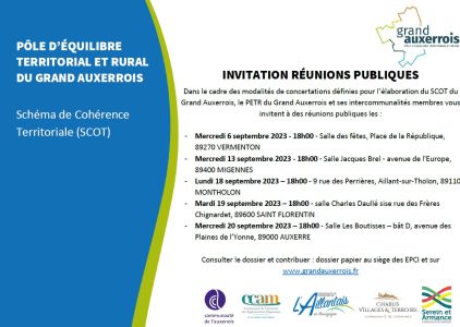 Invitation réunions publiques - élaboration du Schéma de Cohérence Territoriale