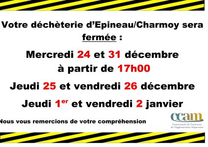 Jours de fermeture de la déchèterie