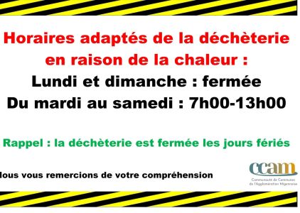 Déchèterie - Horaires modifiés pour cause de canicule