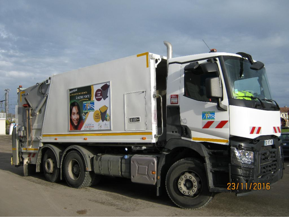 Photo du camion poubelle de la ville de migennes