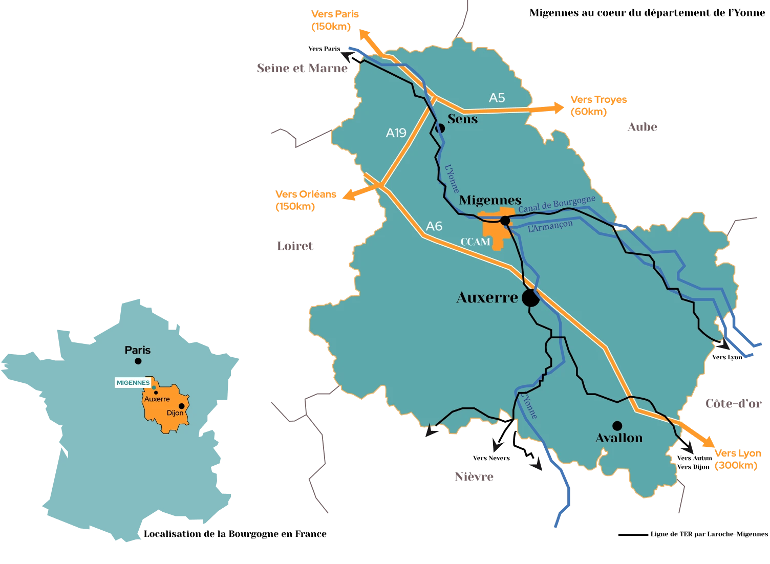 Carte du territoire du Migennois