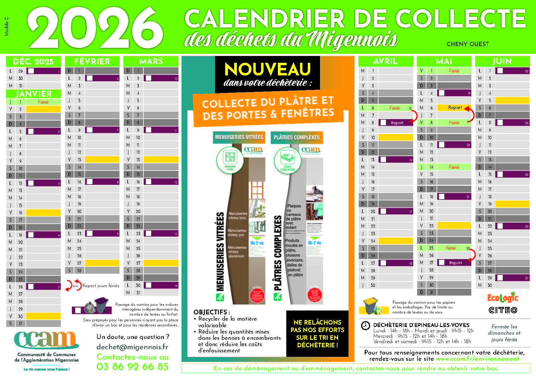 Couverture de Calendrier de Collecte des déchets Cheny Ouest