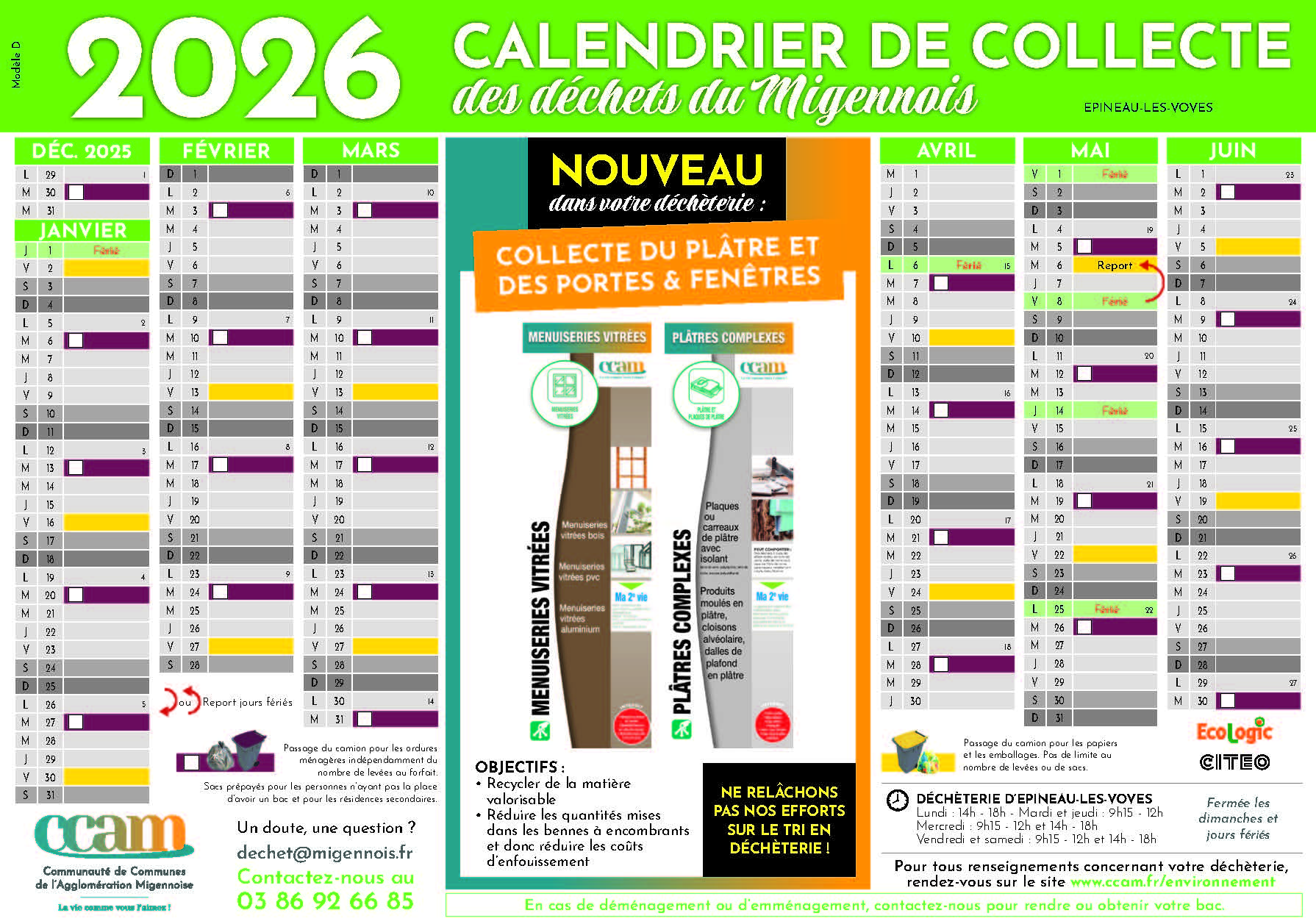 Couverture de Calendrier de Collecte des déchets Epineau les Voves