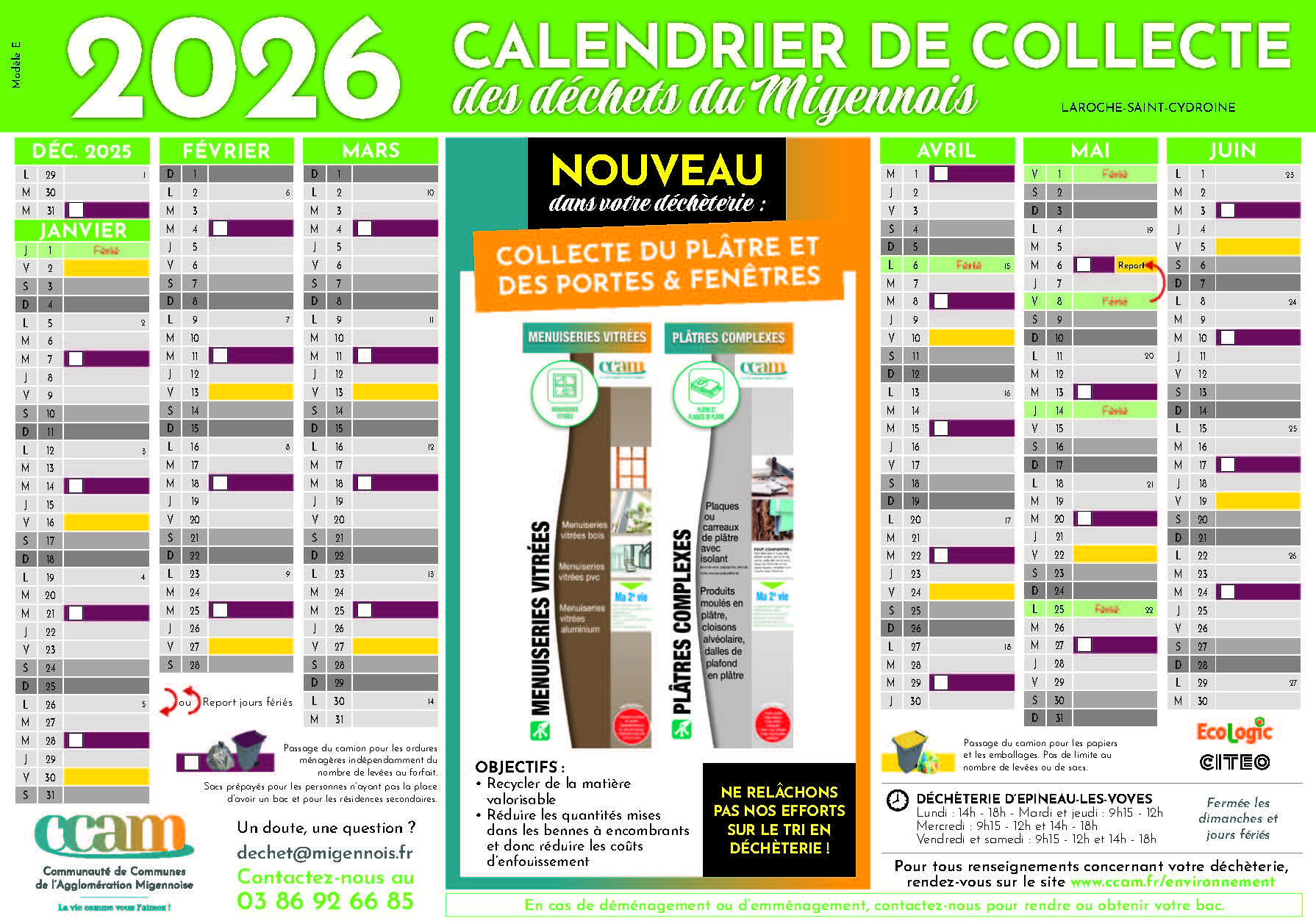 Couverture de Calendrier de Collecte des déchets Laroche Saint Cydroine
