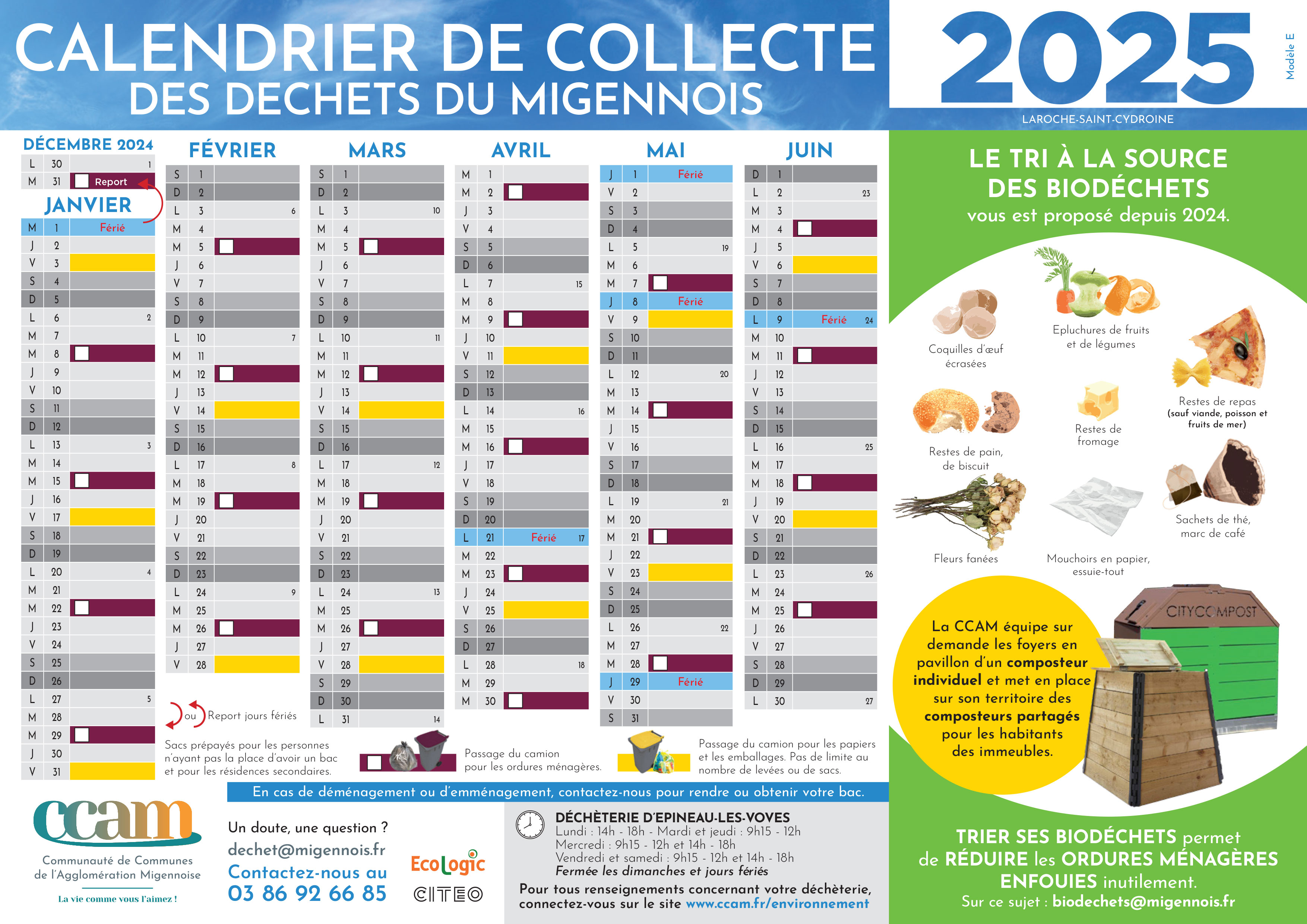 Couverture de Calendrier de Collecte des déchets Laroche Saint Cydroine
