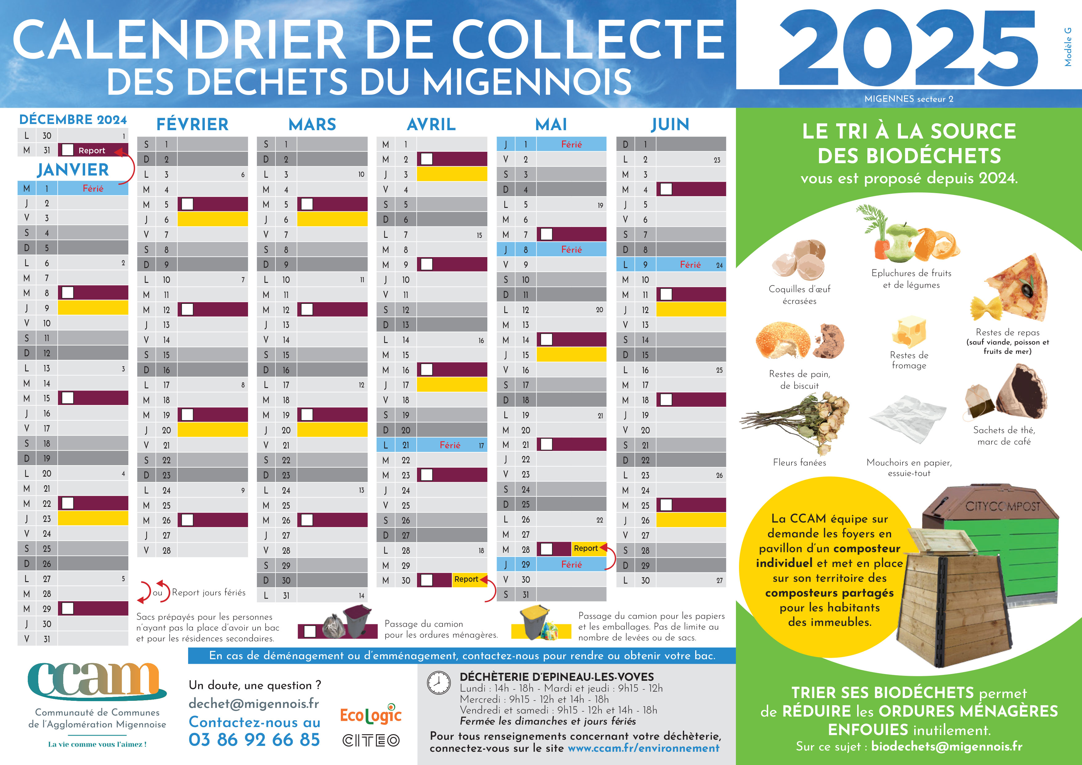 Couverture de Calendrier de Collecte des déchets Migennes Secteur 2