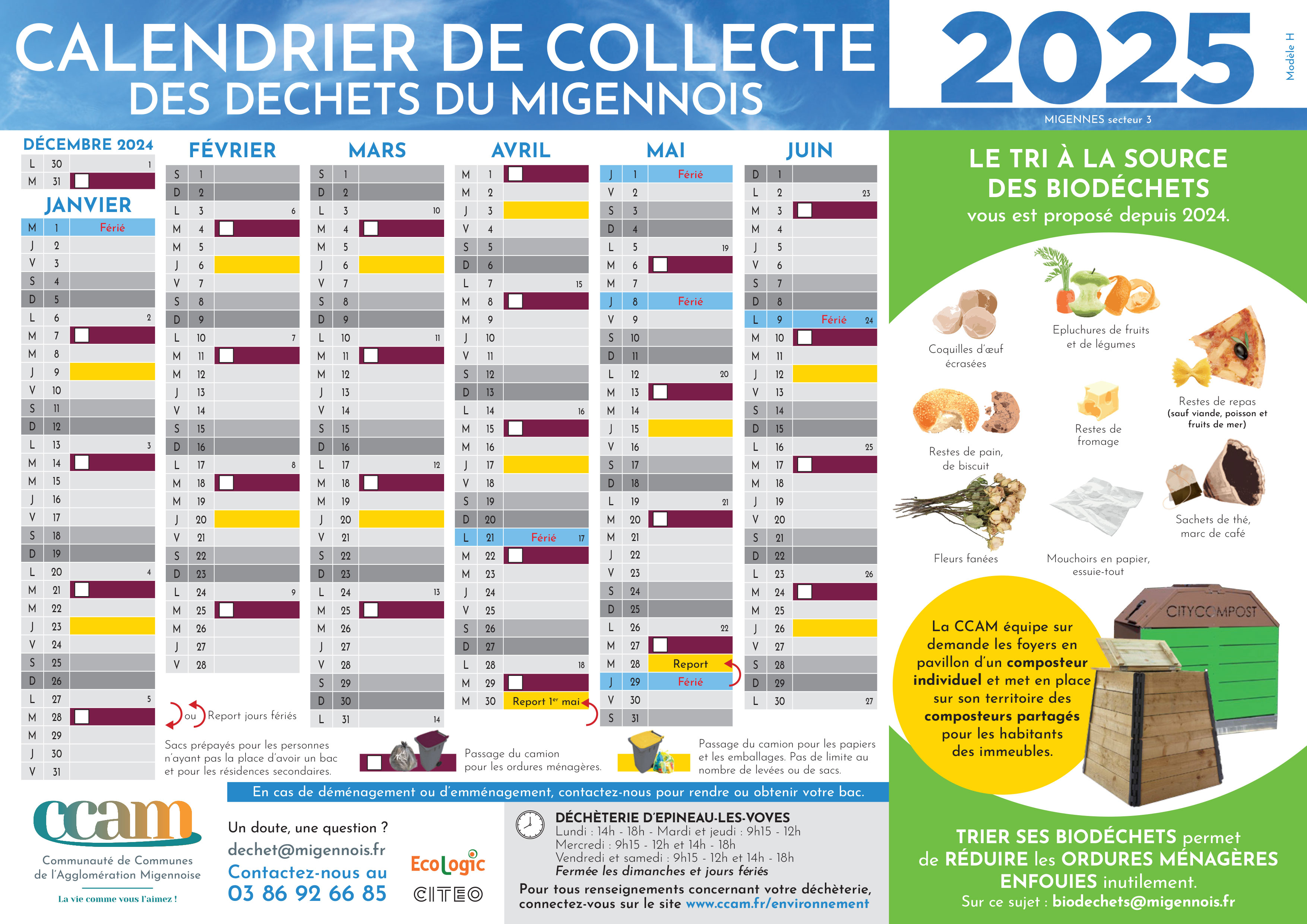 Couverture de Calendrier de Collecte des déchets Migennes Secteur 3