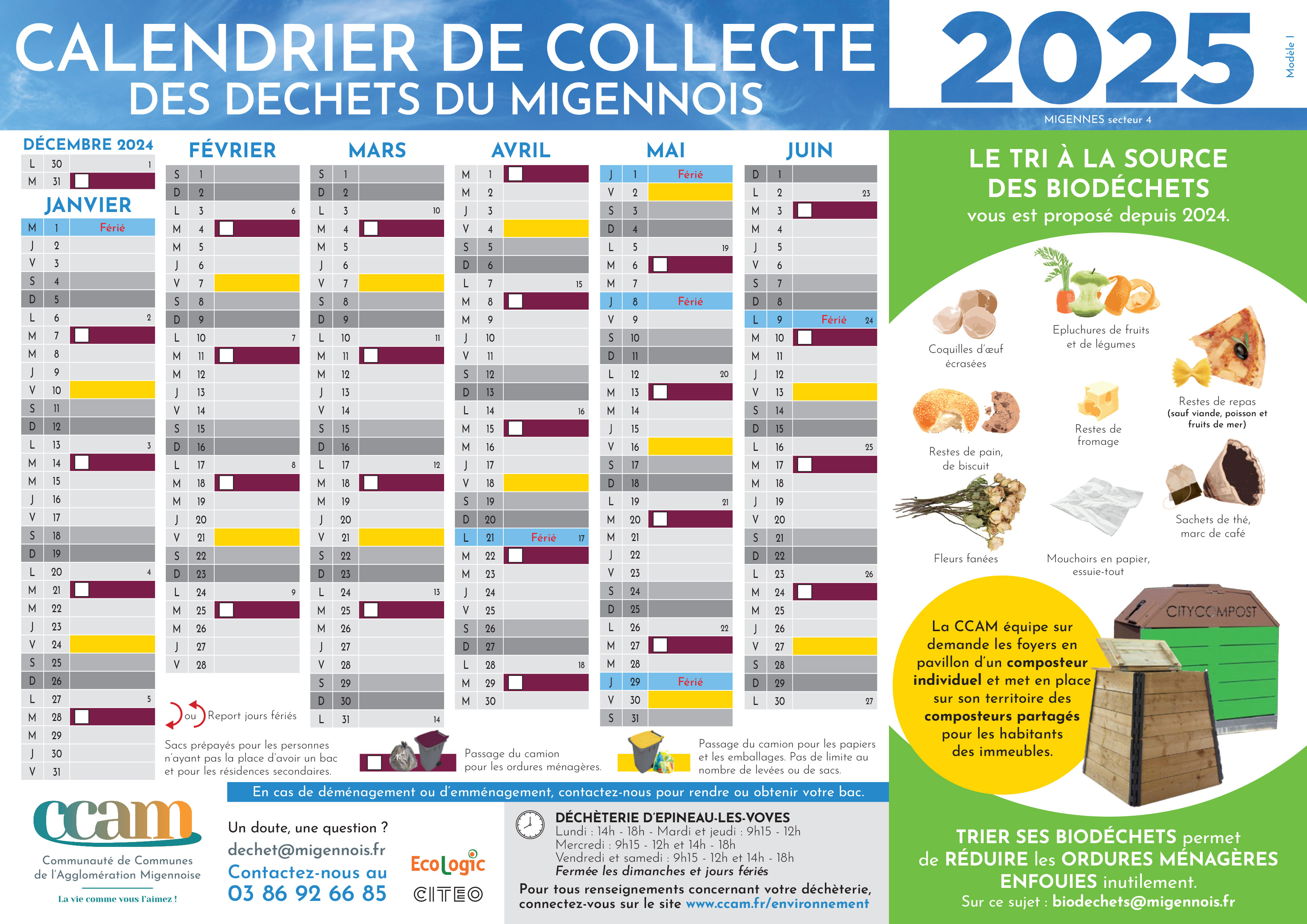 Couverture de Calendrier de Collecte des déchets Migennes Secteur 4